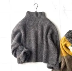 ミラオーウェン　アルパカブレンド　ニットプルオーバー　グレー　Mサイズ