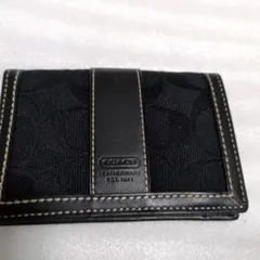 COACH ブラック 二つ折り定期券入れ、カード入れ