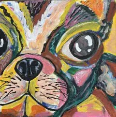 ⭕️頭に勝利の「V」を持つ犬、その名も『V君』‼️No.9 手描きオリジナル一品物