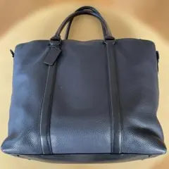 COACH レザートートバッグ　ダークブルー