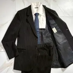 【美品】エンポリオアルマーニ スーツ セットアップ 54 ストライプ ブラック