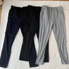 マタニティパンツ 3点セット ネイビー ブラック グレー