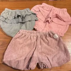 80cm ショートパンツ3点セット　プティマイン　コノコ　ベビー　女の子