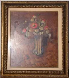 油彩画 薔薇の花束 K.Takamori サイン入り 額装 - メルカリ