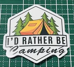No.1315 キャンプ ステッカー I'D RATHER BE Camping