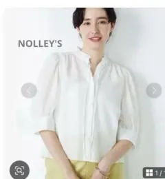 新品同様★NOLLEY'S ノーリーズ2024SS 5分袖フリルブラウス