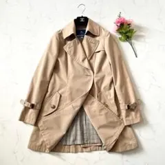 バーバリーブルーレーベル ノバチェック トレンチコート ベージュ 金ボタン L