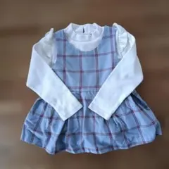 petit mainフリル付きチェック柄チュニック