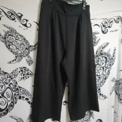 黒のガウチョパンツ ゴムウエスト (75)