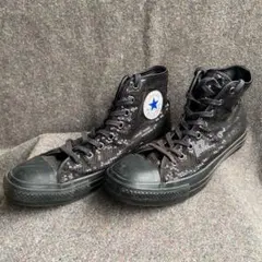 コンバース ALL STAR ハイカット 黒スパンコール27.5cm USED