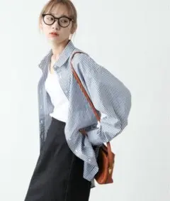 chillfar ストライプルーズシャツ ビッグシルエット