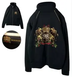 ビッグエンブレム刺繍ブラック×ゴールドカラーリングジャージトラックジャケット