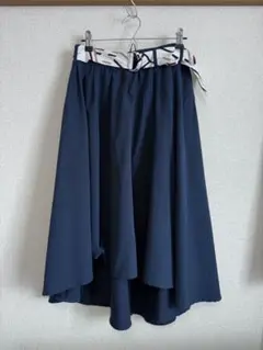 ネイビー フレアスカート M ベルト付き　フィッシュテールスカート