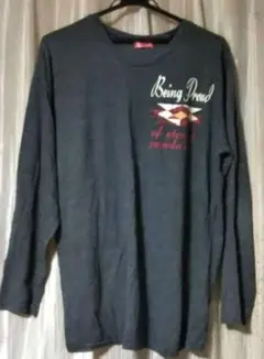 ★３Ｌ★レディース 長袖プリントTシャツ ダークグレー