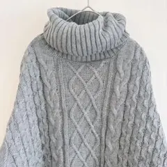 未使用✨ ケーブル編み タートルネック ニット セーター グレー