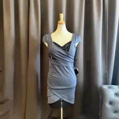 P2﻿1223 新品 M キャバドレス グレー IMPERIAL レース ミニ