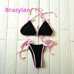 こ*う様 ブラジリアン黒とピンクの三角ビキニ