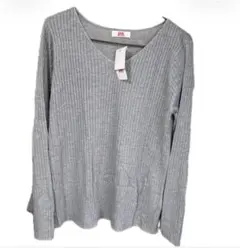 新品タグ付き RyuRyu 薄手リブニット Vネック長袖 グレーLL 春秋