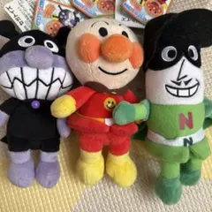 ぬいぐるみ　アンパンマン　バイキンマン　ナガネギマン　3点のサムネイル
