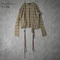 【ラルフローレン】リネン100% カシュクール カーディガン 黒 M相当 麻