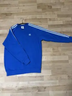 adidas 青 トレーナー 3本ライン