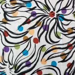 花柄ドット生地布★昭和レトロヴィンテージ約85cm✕120cm