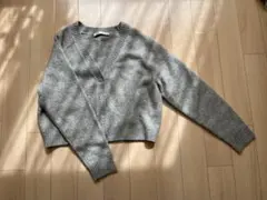 ZARA グレー　ニット　カーディガン　L