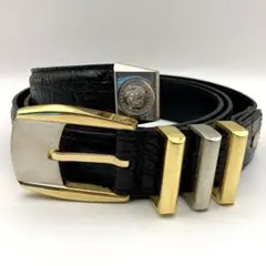 美品】ジャンニヴェルサーチ ベルト レザー 連続メデューサ シルバー