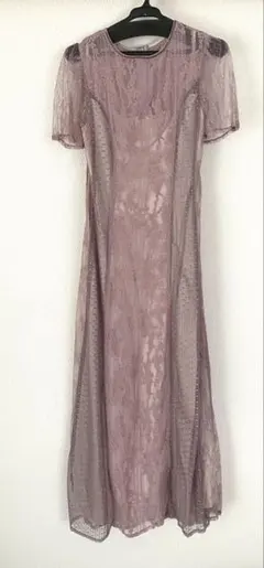 LADYナローレースのレースロングワンピース