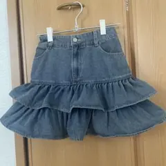 デニム フリル付きミニスカート