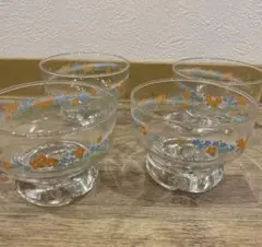 昭和レトロ　花柄　デザートグラス　4客セット