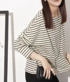 ナノユニバース　トップス　ボーダー　ワイドドロップトップス　web限定　新品