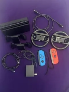 【美品】NintendoSwitch本体 青/赤 Joy-Con、充電グリップ他