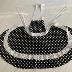 黒と白の水玉模様キッズエプロン