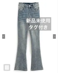 ビジューデニムフレアパンツ［at2310］