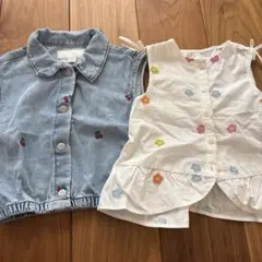 ZARA デニムベスト＆花柄タンクトップ セット