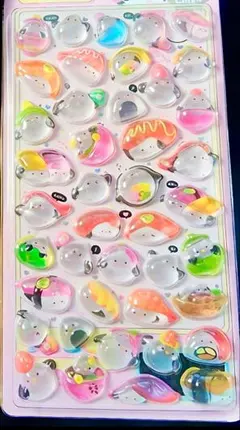 シマエナガ　ボンボンドロップシール　Japanese food　すし