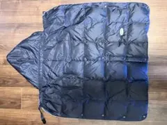 【美品】ミキハウス フード付きダウン　ケープ　 ネイビー　フェザー入り