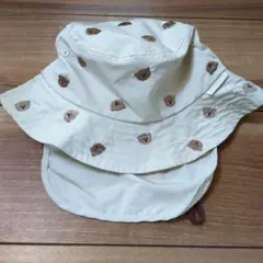 クマ刺繍 バケットハット ベビー用 クリーム色 50