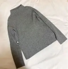 ボトルネックリブニット　チャコールグレー