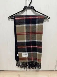 チェック柄マフラー ベージュ ネイビー