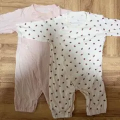 プティマイン　カバーオール2点セット　いちご　50-70cm