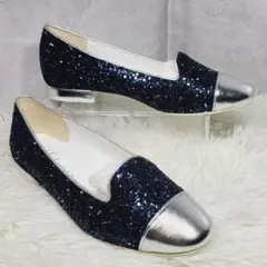 【DIANA】アルテミスダイアナ　グリッターローヒールパンプス　シルバートゥ