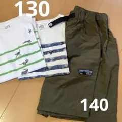 OUTDOOR 半ズボン 140サイズ カーキとユニクロＴシャツ130二枚