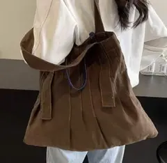 ブラウン プリーツデザイン エコバッグ
