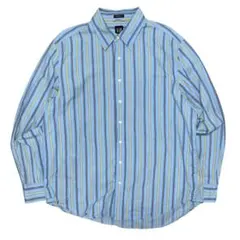 マ*ン様 00s GAP ギャップ ストライプシャツ XL ライトブルー オール