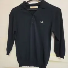 CROCODILE ポロシャツ 七分袖 ブラック Mサイズ