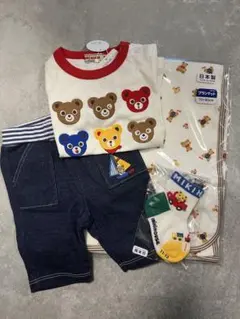 MIKI HOUSE クマ刺繍Tシャツセット 70-80cm