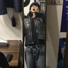 y2k グランジ 黒光沢ファーダウン お兄系 平成