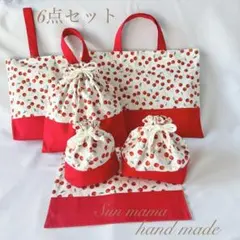 数量限定　オーダー可　入園6点セット　入学セット　入園セット　チェリー柄　かわい